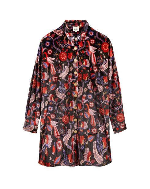 Robe courte à motifs effet velours Maisie violette