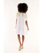 Robe courte en gaze de coton avec broderies Claire blanche