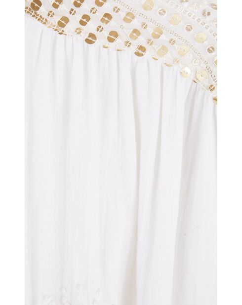 Robe courte en gaze de coton avec broderies Claire blanche