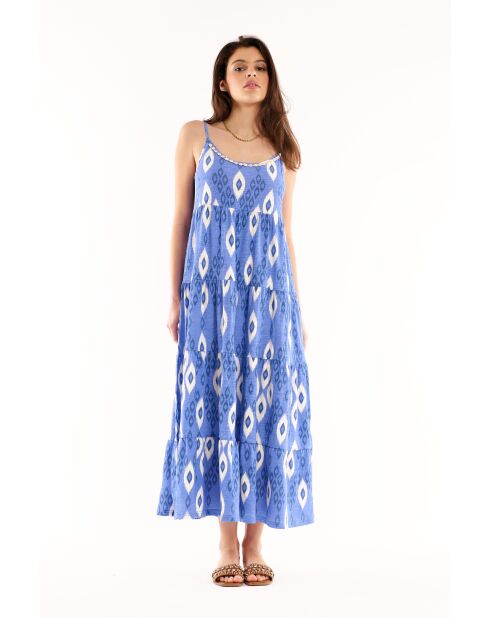 Robe fluide imprimée Alison bleue