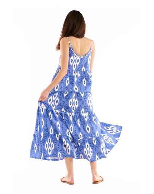 Robe fluide imprimée Alison bleue