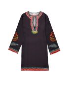 Robe courte manches longues à motifs ethnique Ezra noire