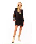Robe courte manches longues à motifs ethnique Ezra noire