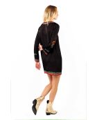 Robe courte manches longues à motifs ethnique Ezra noire