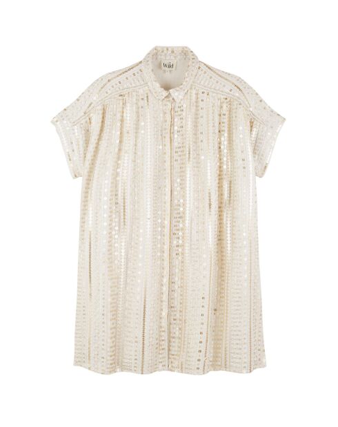 Robe chemise fluide brodée Rihanna blanche