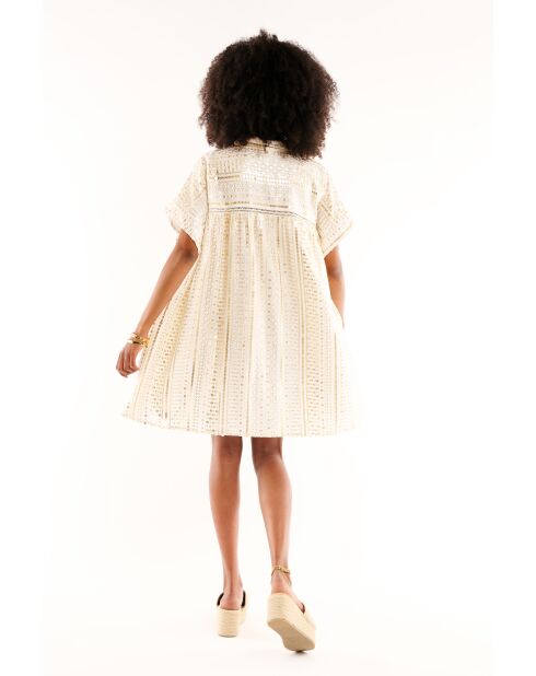 Robe chemise fluide brodée Rihanna blanche
