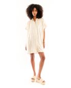 Robe chemise fluide brodée Rihanna blanche