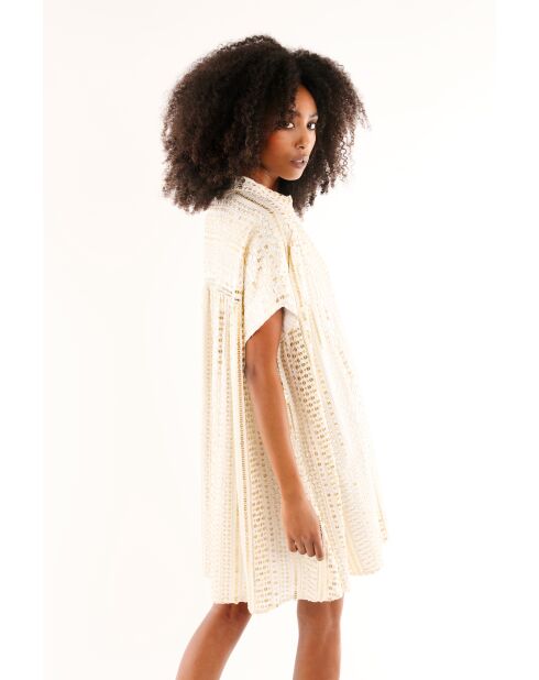 Robe chemise fluide brodée Rihanna blanche