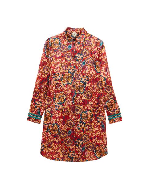 Robe chemise courte en velours Rosaria rouge