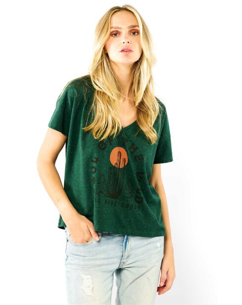 T-shirt manches courtes imprimé Lagos kaki
