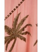 Robe caftan gaze de coton brodée de palmiers Annie rose