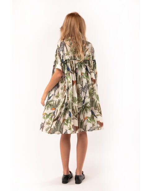 Robe courte oversize imprimé jungle Mandy verte