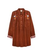 Robe en velours côtelé courte manches longues Madi marron