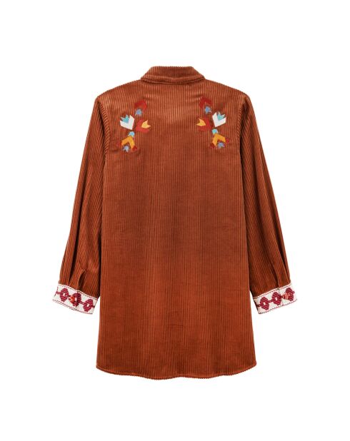 Robe en velours côtelé courte manches longues Madi marron
