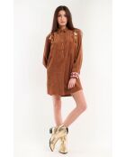 Robe en velours côtelé courte manches longues Madi marron