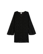 Robe courte en crochet dentelle Deborah noire