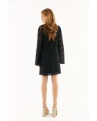 Robe courte en crochet dentelle Deborah noire