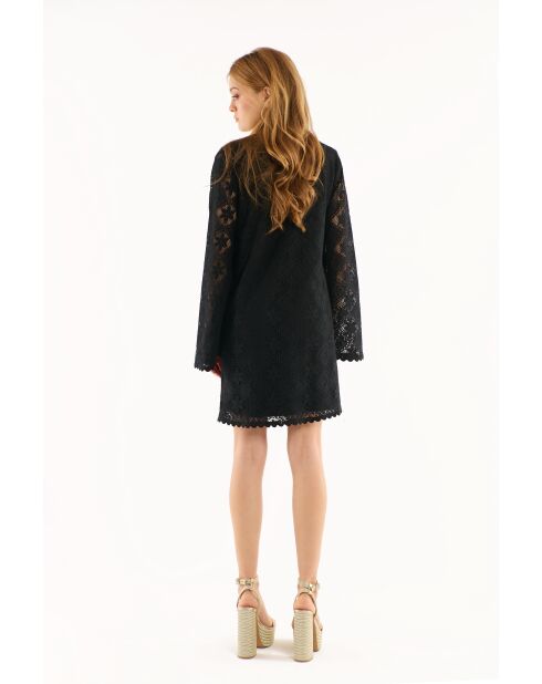 Robe courte en crochet dentelle Deborah noire
