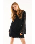 Robe courte en crochet dentelle Deborah noire