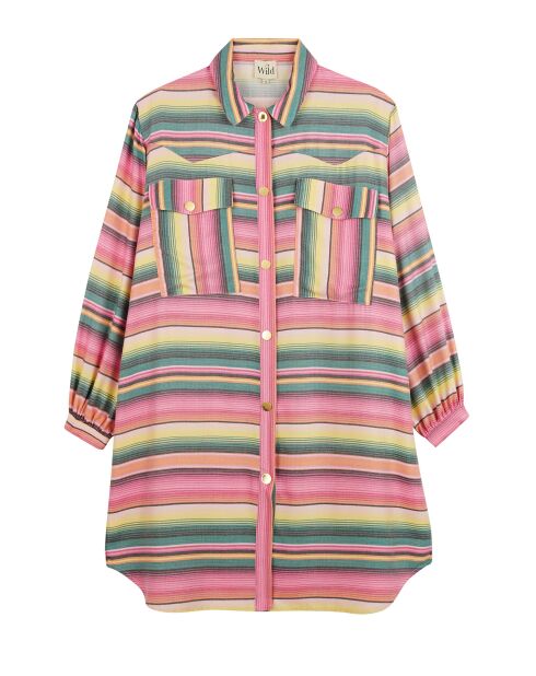 Robe courte rayée colorée Nikiti rose