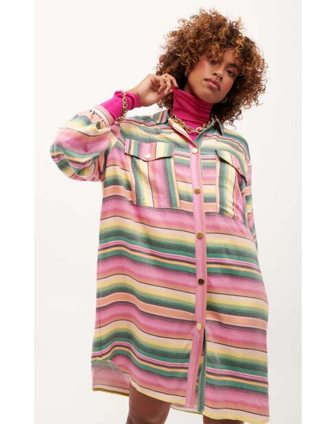Robe courte rayée colorée Nikiti rose