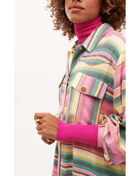 Robe courte rayée colorée Nikiti rose