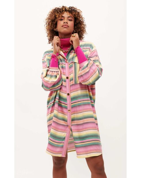 Robe courte rayée colorée Nikiti rose