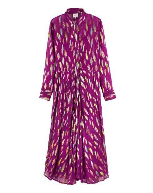 Robe droite manches longues à motifs Irene rose