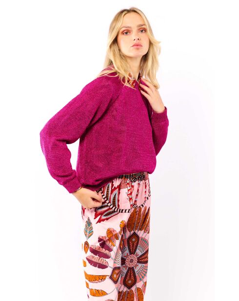 Pull manches longues col rond Romy rose
