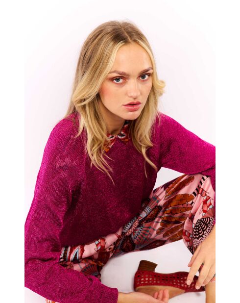 Pull manches longues col rond Romy rose