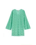Robe courte en crochet dentelle Deborah verte