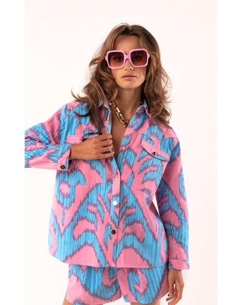 Chemise oversize motifs tie and dye Aimie rose