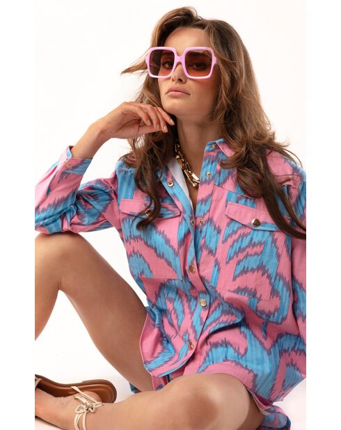 Chemise oversize motifs tie and dye Aimie rose