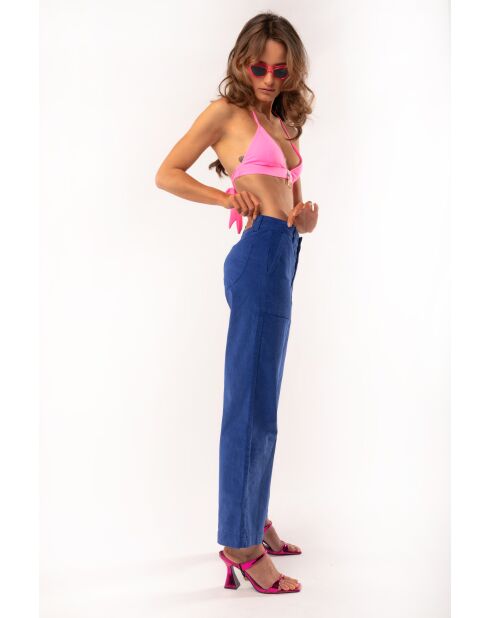 Pantalon droit en velours Harry bleu