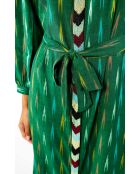 Robe droite manches longues à motifs Tamera verte