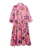 Robe chemise longue imprimée fleurs Baloma rose