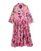 Robe chemise longue imprimée fleurs Baloma rose