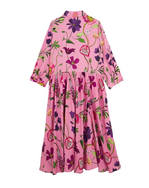 Robe chemise longue imprimée fleurs Baloma rose