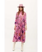 Robe chemise longue imprimée fleurs Baloma rose