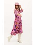 Robe chemise longue imprimée fleurs Baloma rose