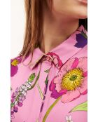 Robe chemise longue imprimée fleurs Baloma rose