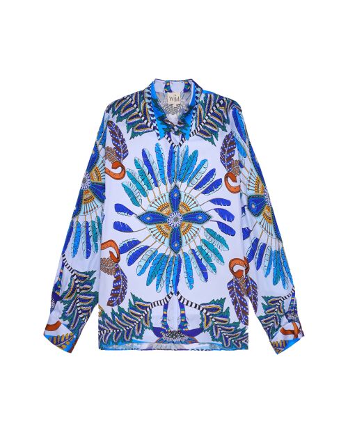 Chemise imprimé univers equestre Bonaventure Pony Pony bleue