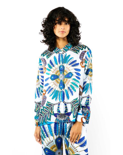 Chemise imprimé univers equestre Bonaventure Pony Pony bleue