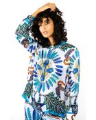 Chemise imprimé univers equestre Bonaventure Pony Pony bleue