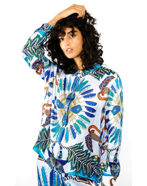 Chemise imprimé univers equestre Bonaventure Pony Pony bleue