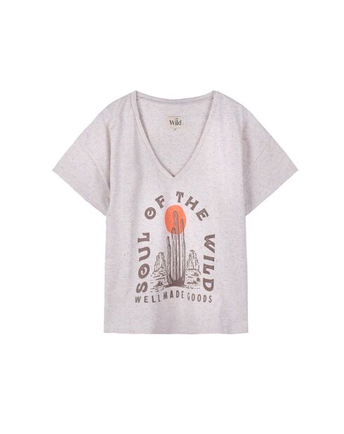 T-shirt manches courtes imprimé Lagos beige