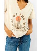 T-shirt manches courtes imprimé Lagos beige