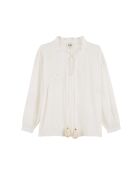 Blouse en gaze de coton brodée Gladys blanche