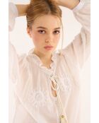 Blouse en gaze de coton brodée Gladys blanche