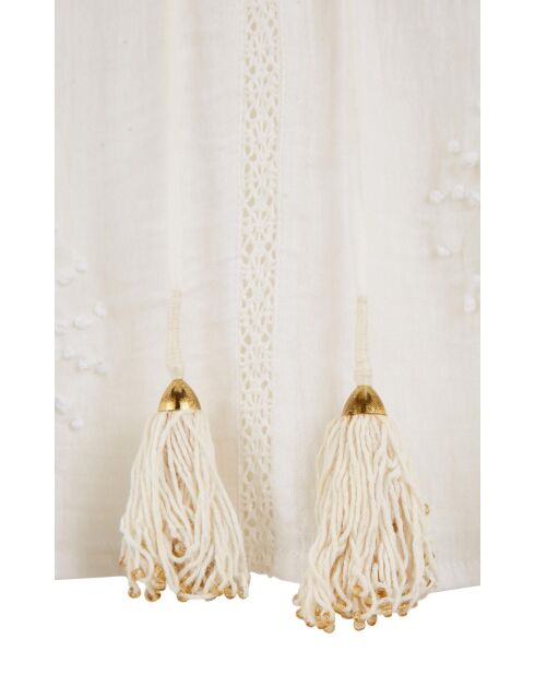 Blouse en gaze de coton brodée Gladys blanche